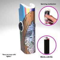 FLKR LYTR: Sassy Sasquatch Fidget Spinning lighter case White Body, works with BIC, High quality polypropylene body for durability
