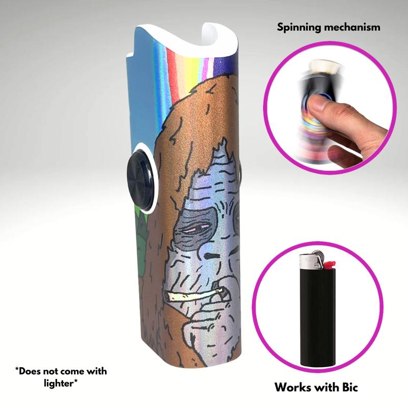 FLKR LYTR: Sassy Sasquatch Fidget Spinning lighter case White Body, works with BIC, High quality polypropylene body for durability