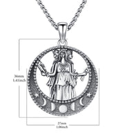 Audinceed Hecate's Key S925 Sterling Silver Moonstone Necklace, Witchtok Collection, Hekate Triple Moon Goddess Pagan Wiccan Magic Silver Necklace Pendant Protection Blessed Amulet Jewelry Gift for Women Men