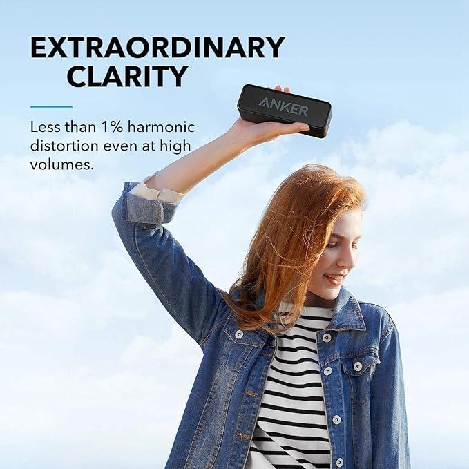 soundcore by Anker Portable Bluetooth Speaker, 24H Playtime, 6W Stereo Sound, Rich Bass, IPX5 Waterproof, Built-in Mic, Ideal for Smartphone