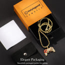 Holylegend 14K Real Gold-Plated Game Controller Necklace, Sony-Inspired CZ Diamond Pendant, 24" Cuban & Rope Chain, Hip Hop Jewelry Gift for PlayStation Fans