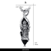 DRINSPER Hecate Necklace 925 Sterling Silver Goddess of Witches of Magic Hekate Pendant Necklace Ancient Greek Mythology Night of Hekate The Ancient Origins of the Goddess of Witchcraft and Moon Amulet Jewelry Pagan Jewelry for Women Men