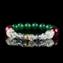 Natural Crystal Healing Bracelet with Clear Quartz, Green Aventurine, Moonstone, and Garnet – Energy Balancing Jewelry with Gold Accent.