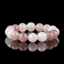 Natural Strawberry Quartz and Rose Quartz Crystal Bracelet – Pink Healing Stone Jewelry for Love, Calm, and Emotional Balance.
