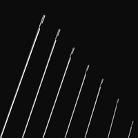 A diagonal view of multiple beading needles arranged side by side, showcasing their consistent length and fine tips—ideal for precise beadwork.
