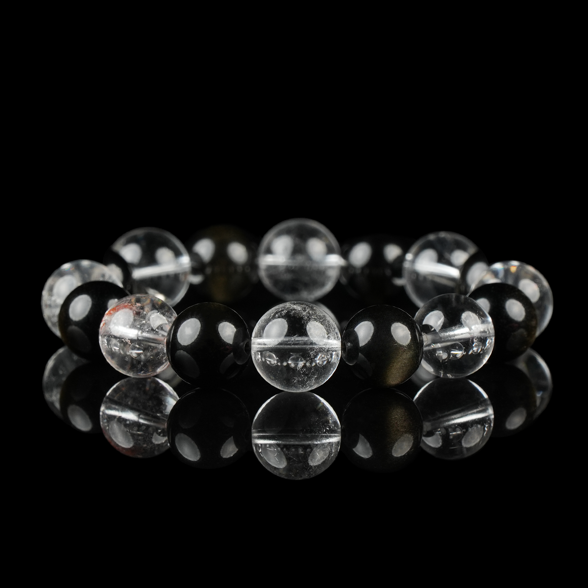 Clear Quartz & Gold Sheen Obsidian Bracelet – Clarity & Inner Strength