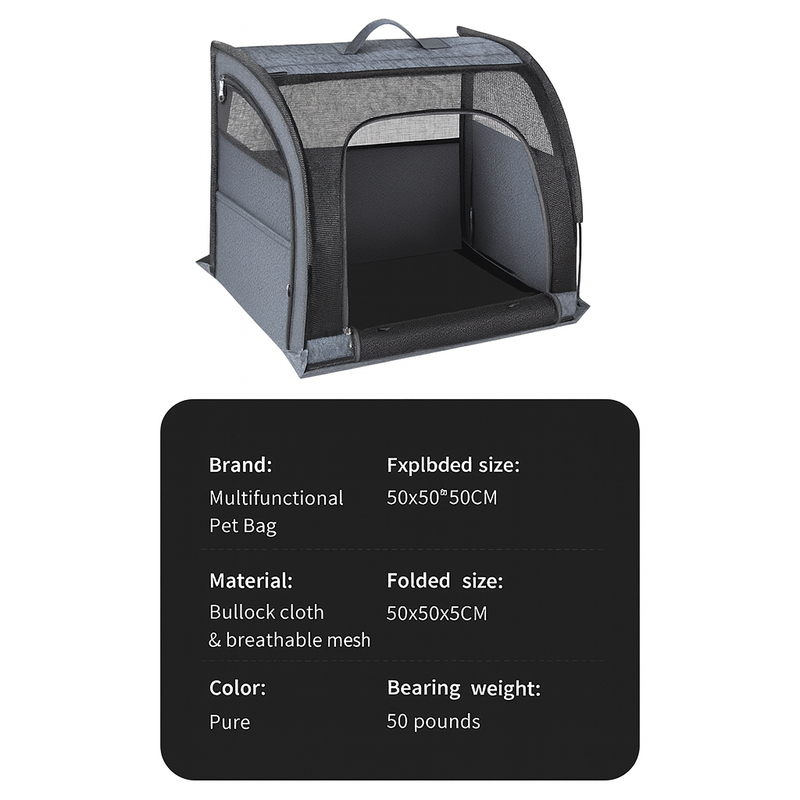 Portable Breathable Pet Car Carrier – Double Compartment Travel Crate for Cats & Dogs