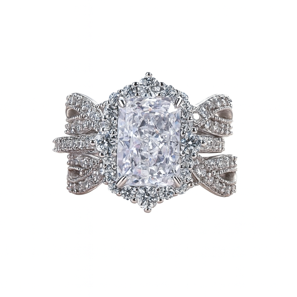 Maxine Vintage 3.0ct Radiant Cut Insert Engagement Ring Set,Bridal Ring Set,5A Cubic Zirconia Women's Ring Jewelry,Wedding Ring Set for Daily,Travel,Proposal,Birthday,Anniversary