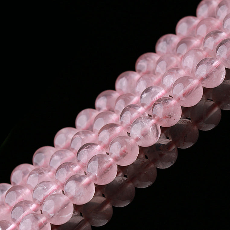 Premium Natural Rose Quartz Round Beads – Polished Loose Beads for DIY Jewelry Making