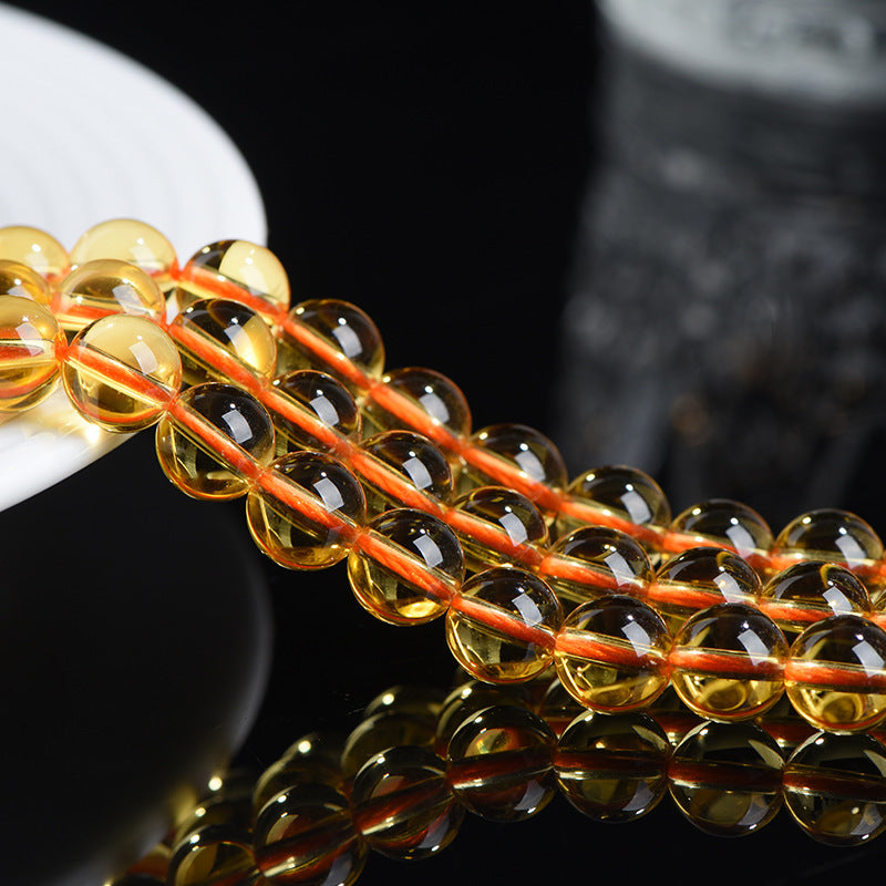Premium Natural Yellow Crystal Round Beads – Polished Loose Beads for DIY Jewelry Making