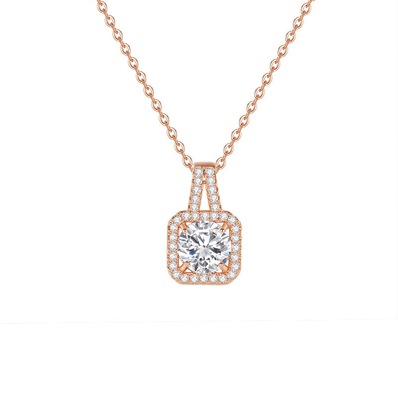 Geometric Sugar Cube Necklace – French INS Style Zircon Pendant