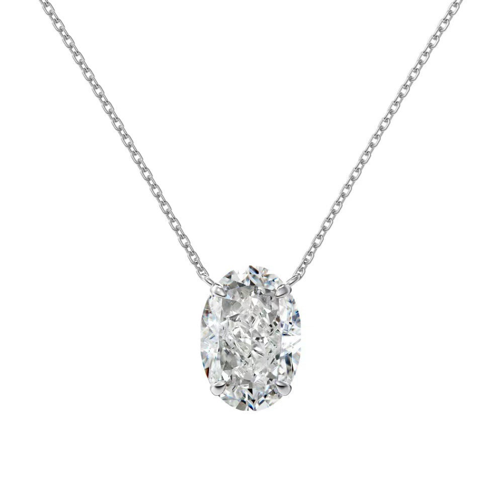 S925 Oval Moissanite Necklace – Ice-Cut Sparkle, Minimalist Style
