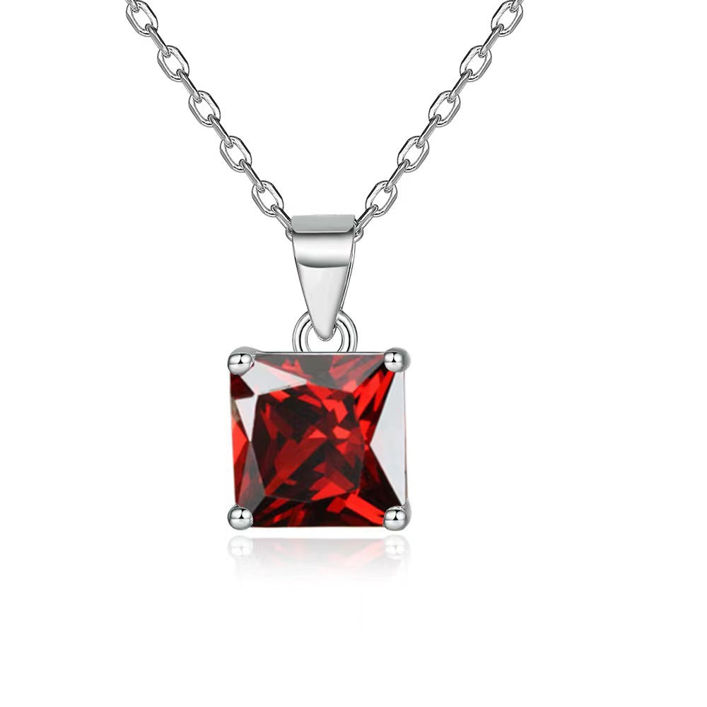 S925 Square Moissanite Pendant Necklace – Minimalist Elegant Design