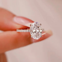 S925 Oval Moissanite Ring – 4-Prong Big Carat Light Luxury Design