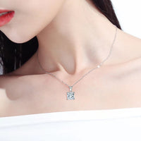 S925 Square Moissanite Pendant Necklace – Minimalist Elegant Design