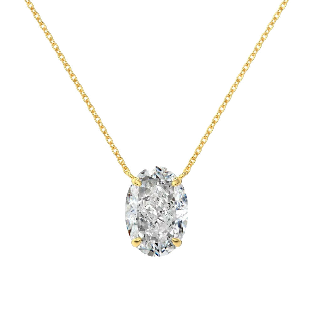 S925 Oval Moissanite Necklace – Ice-Cut Sparkle, Minimalist Style