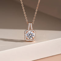 Geometric Sugar Cube Necklace – French INS Style Zircon Pendant