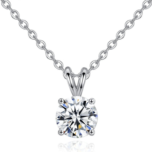 S925 Moissanite Pendant Necklace – Classic Solitaire with Big Sparkle
