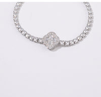 S925 Moissanite Clover Bracelet – Elegant Sparkle with Lucky Charm Design