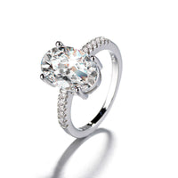 S925 Oval Moissanite Ring – 4-Prong Big Carat Light Luxury Design
