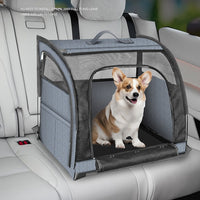 Portable Breathable Pet Car Carrier – Double Compartment Travel Crate for Cats & Dogs