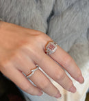 S925 Square Pink Moissanite Ring – Ultra Sparkle Pavé Design
