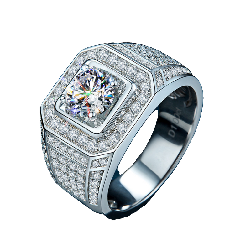S925 Luxury Iced Out Men’s Moissanite Ring – Bold Full Pavé Statement Design