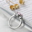 S925 Square Pink Moissanite Ring – Ultra Sparkle Pavé Design