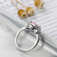 S925 Square Pink Moissanite Ring – Ultra Sparkle Pavé Design