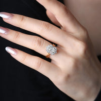 S925 Vintage Style Moissanite Ring – Gold Band with Radiant Cluster Setting
