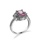 S925 Square Pink Moissanite Ring – Ultra Sparkle Pavé Design