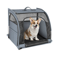 Portable Breathable Pet Car Carrier – Double Compartment Travel Crate for Cats & Dogs