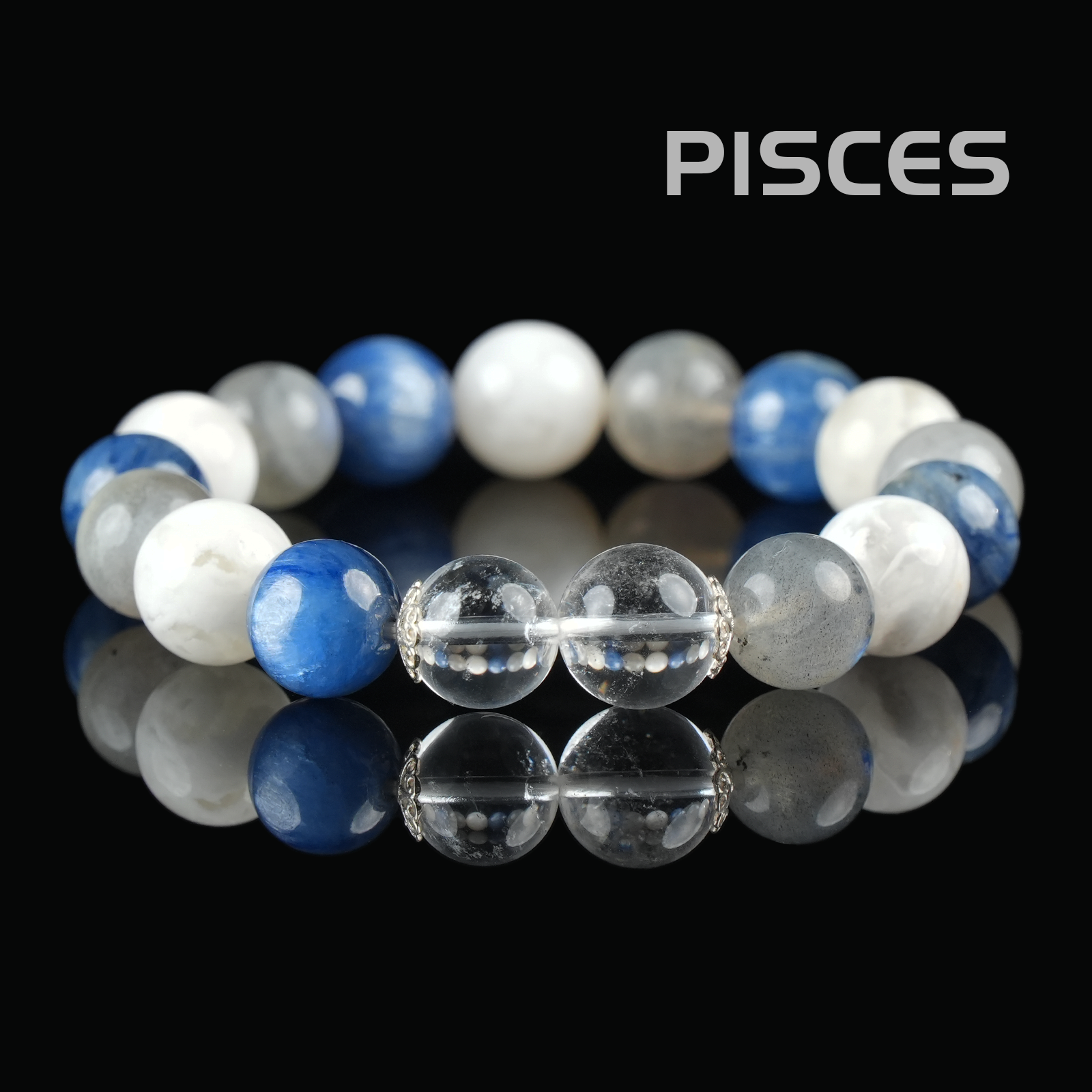 Pisces Zodiac Bracelet – Moonstone, Kyanite, Phantom Quartz, Clear Quartz for Spiritual Connection