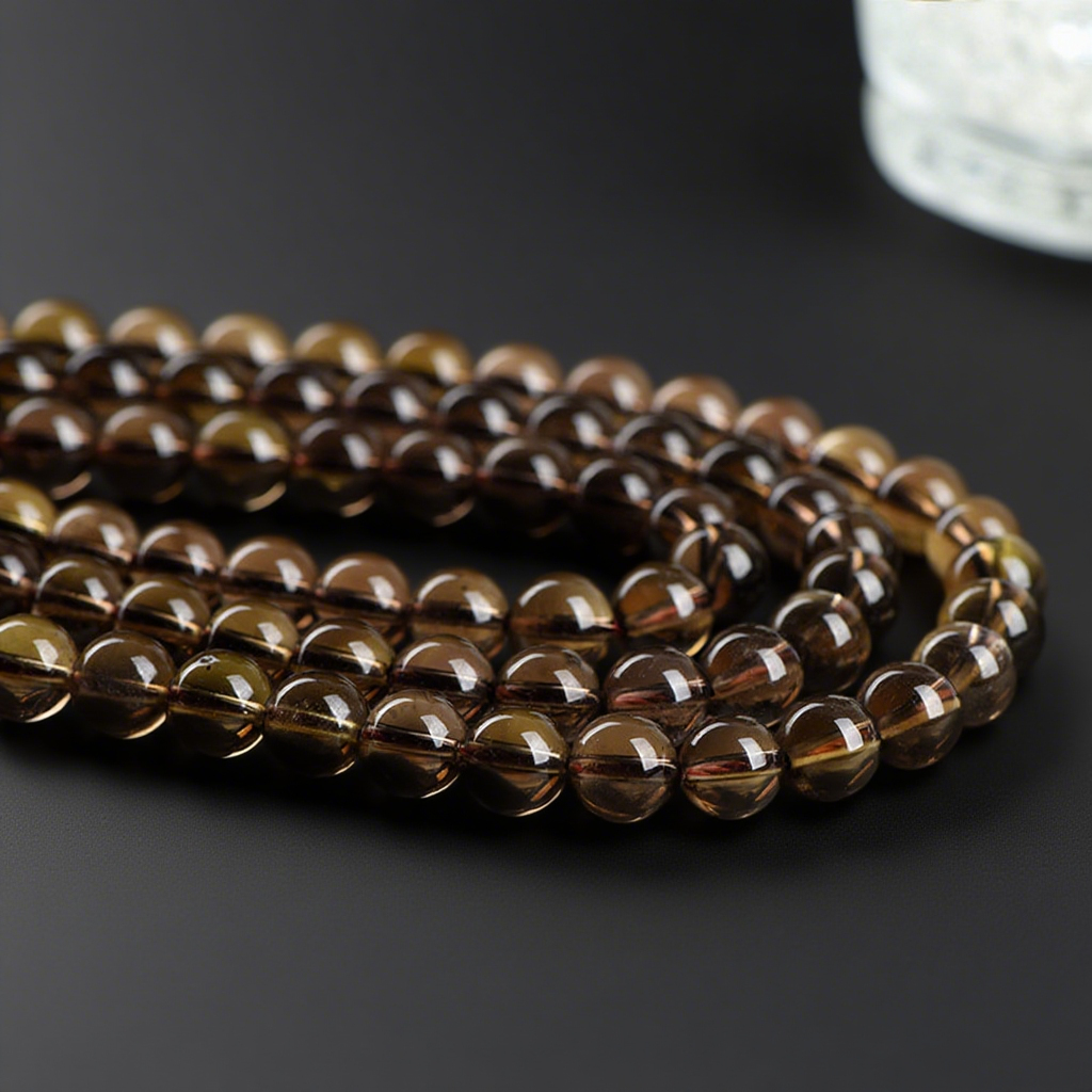 Natural Smoky Quartz Round Beads – Polished Brown Crystal for DIY
