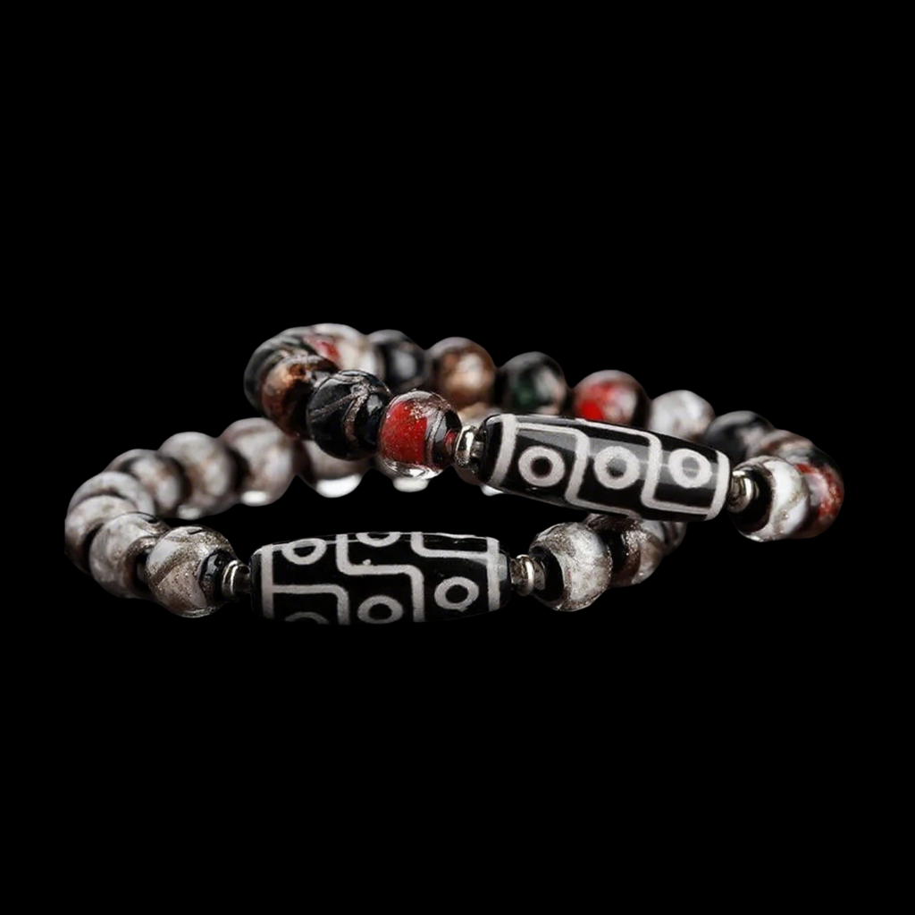 Tibetan Nine-Eyed Dzi Bead Bracelet – Handcrafted Spiritual Jewelry