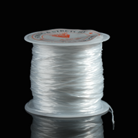 This image features a spool of white flat elastic thread tightly wound and ready for use. The thread has a smooth, slightly glossy surface, ideal for jewelry making or crafting projects that require strength and flexibility.