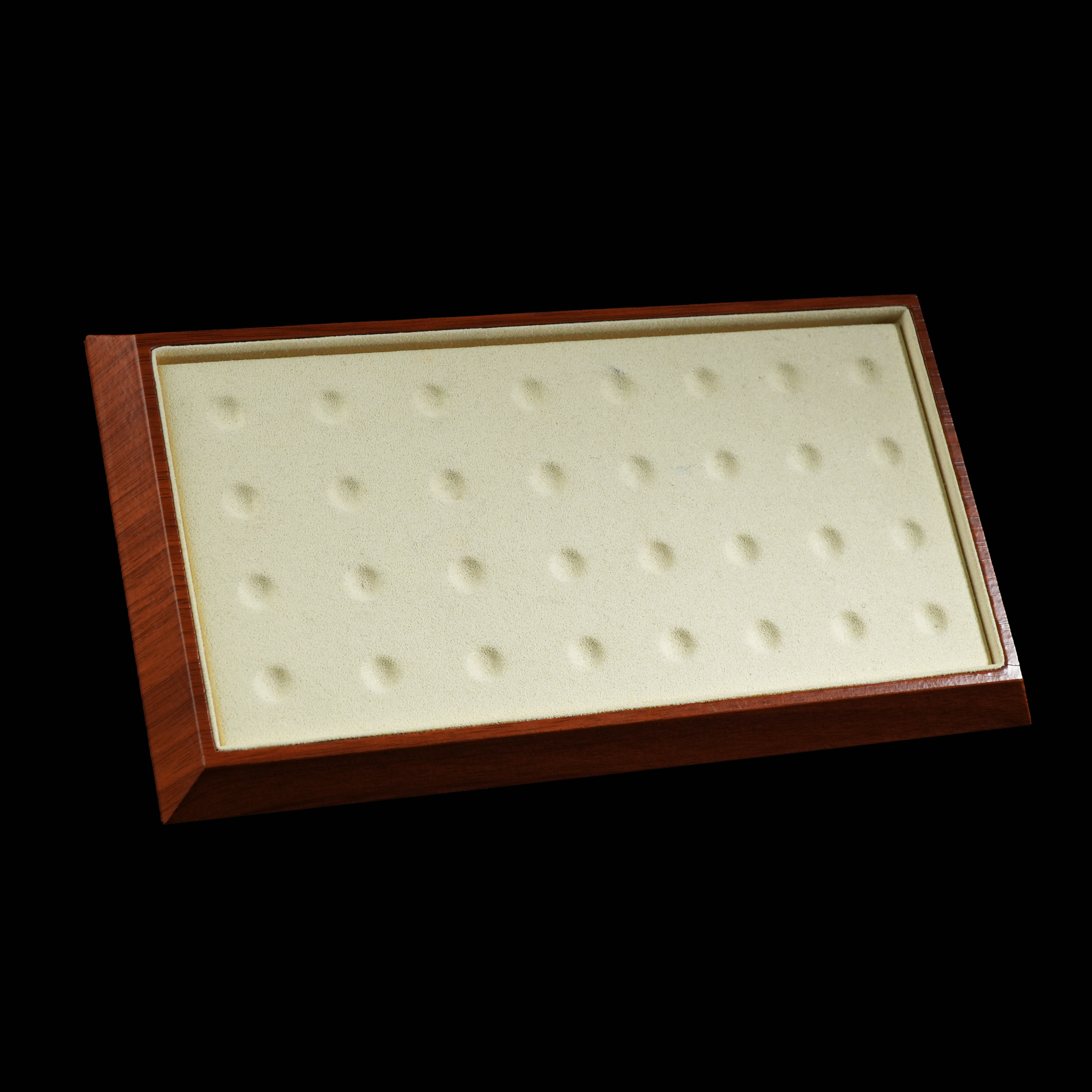 Velvet Jewelry Display Tray – Crystal & Gemstone Organizer with Wood Frame