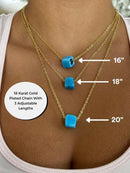 Protect Your Peace 18k Gold Plated Adjustable Chain and Turquoise Glass Bead Necklace For All Genders - Vibrant Hue, Protective Properties, 3 Chain Lengths