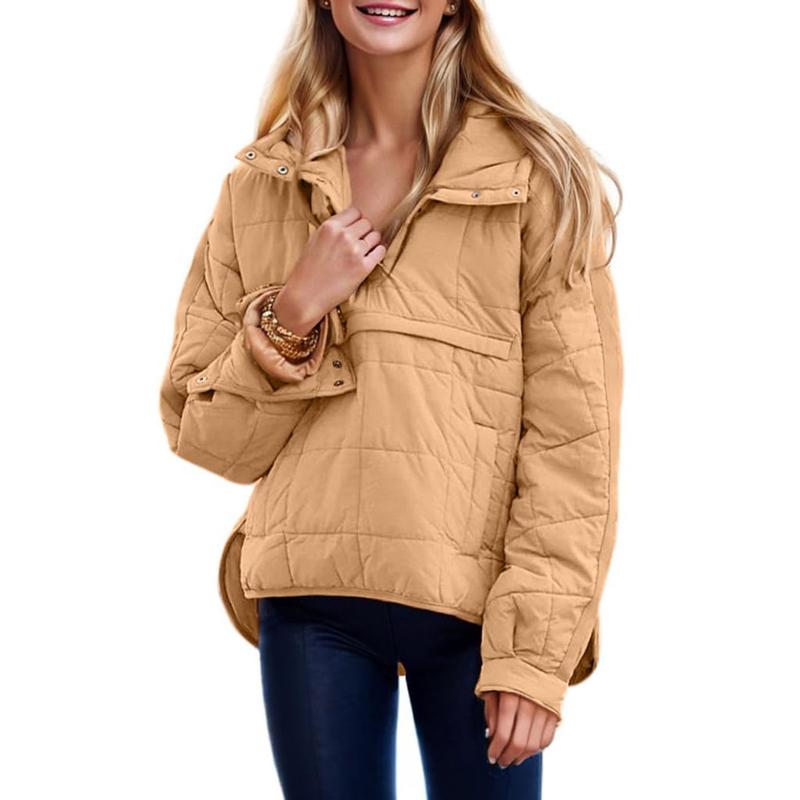 UANEO Womens Oversized Hooded Puffer Jacket Lightweight Pullover Hoodies Quilted Dolman Long Sleeve Warm Winter Coat