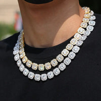 12MM Iced Out Chains for Men Tennis Necklaces-Mens Hip Hop Baguette Tennis Chains 16-24 Inches
