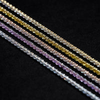 Micro Tennis Necklace in Yellow Gold - 2mm Width Jewelry for Men & Women 16" to 28" Lengths 18k Gold Plated Chain with CZ Stones