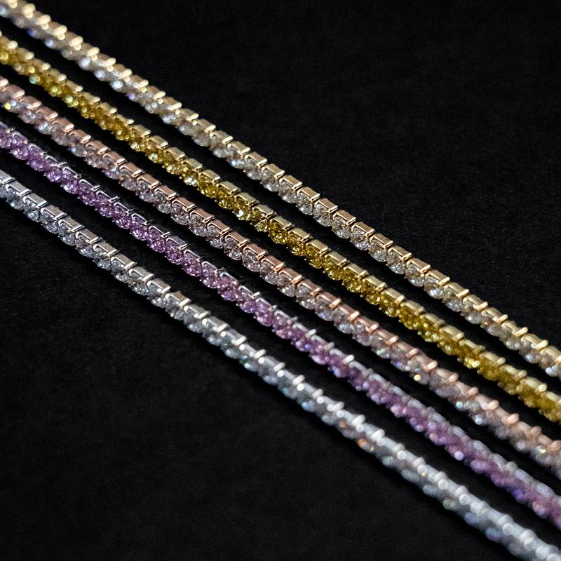 Micro Tennis Necklace in Yellow Gold - 2mm Width Jewelry for Men & Women 16" to 28" Lengths 18k Gold Plated Chain with CZ Stones
