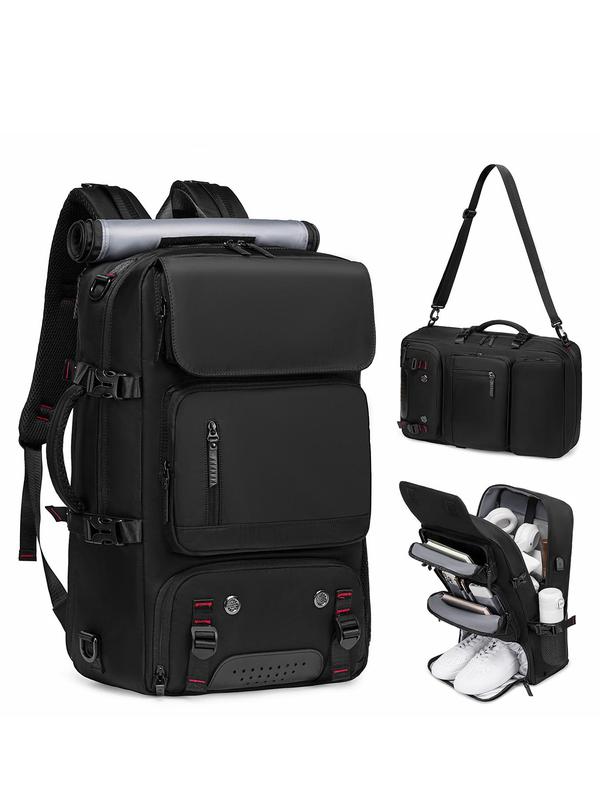 Large Capacity Backpack with Shoes Compartment & Usb Charging Port, Travel Essentials, Multi-functional Backpack for Hiking & Camping, Outdoor Knapsack for Men & Women