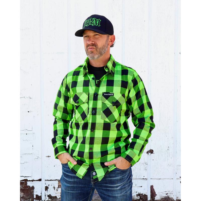 The "Incredible H" Green & Black Flannel (Hidden Snap Collars)