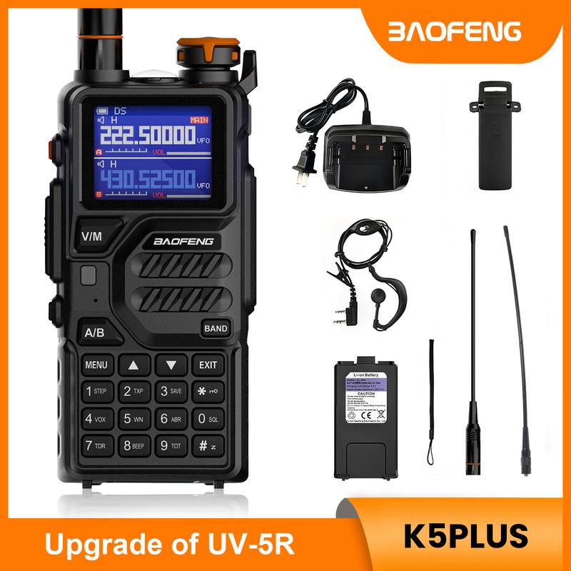 BAOFENG Radio K5PLUS 10W Max Power Long Range Handheld Ham Radio, Rechargeable Walkie Talkie Long Range Two Way GMRS Radio with NOAA Weather Alert Copy Frequency USB-C Charginng Emergency Survival Gear Audio