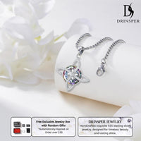 DRINSPER S925 Witch's Knot Crystal Necklace Celtic Knot Crystal Healing Necklace 925 Sterling Silver Pendant, Pagan Wicca Moon Jewelry for Women, Trinity Knot Design, Nudo de Plata Collar, Protection and Mysticism Amulet Jewelry Accessories Gift for Girls