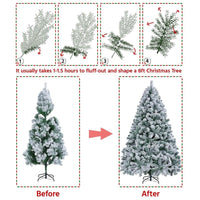 【Led Light】Yaheetech Pre-lit Artificial Christmas Tree with Incandescent Warm White Lights, Snow Flocked Full Prelighted Xmas Tree Foldable Stand Decor Decoration Ornaments