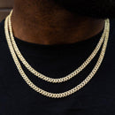 Micro Diamond Prong Cuban Necklace - 18k Yellow Gold- 6mm Chain with Gold Plating and CZ Diamonds 16-24" Lengths