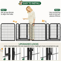 Dog Playpen 6/8/12/16 Panels Metal Pet Playpen, Outdoor Indoor Dog Exercise Barrier Fence, 24/32/40/47 inch