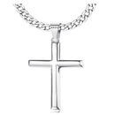 925 Sterling Silver Cross Necklace for Men Women, 5mm 316L Stainless Steel Diamond-Cut Durable Figaro Link Chain or Cuban Link Curb Chain for Men, Mens Silver Crucifix Cross Pendant Necklaces Jewelry 16-30 Inches